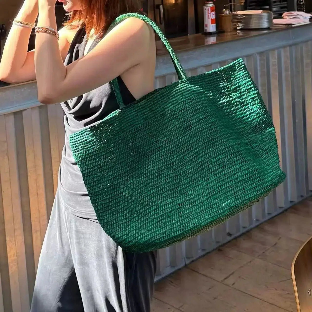 Χειροποίητη τσάντα tote Sophia από ρατάν