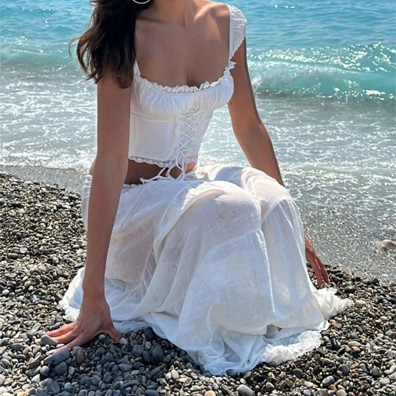 Δαντελένιο σετ δύο τεμαχίων Sophia με έξω τους ώμους