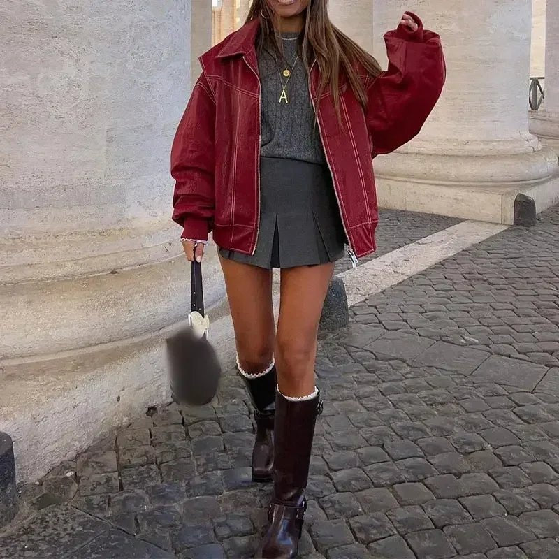 Μπουφάν Sophia με φερμουάρ και γιακά πέτου