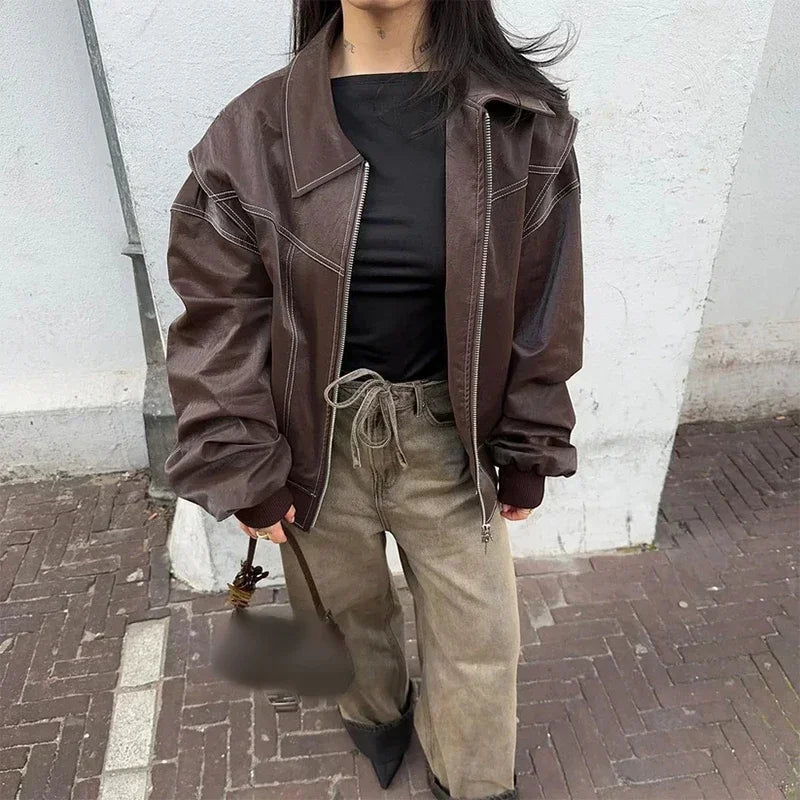 Μπουφάν Sophia με φερμουάρ και γιακά πέτου