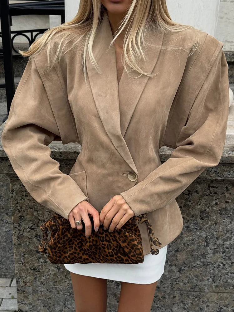 Suede V-Neck Jacket