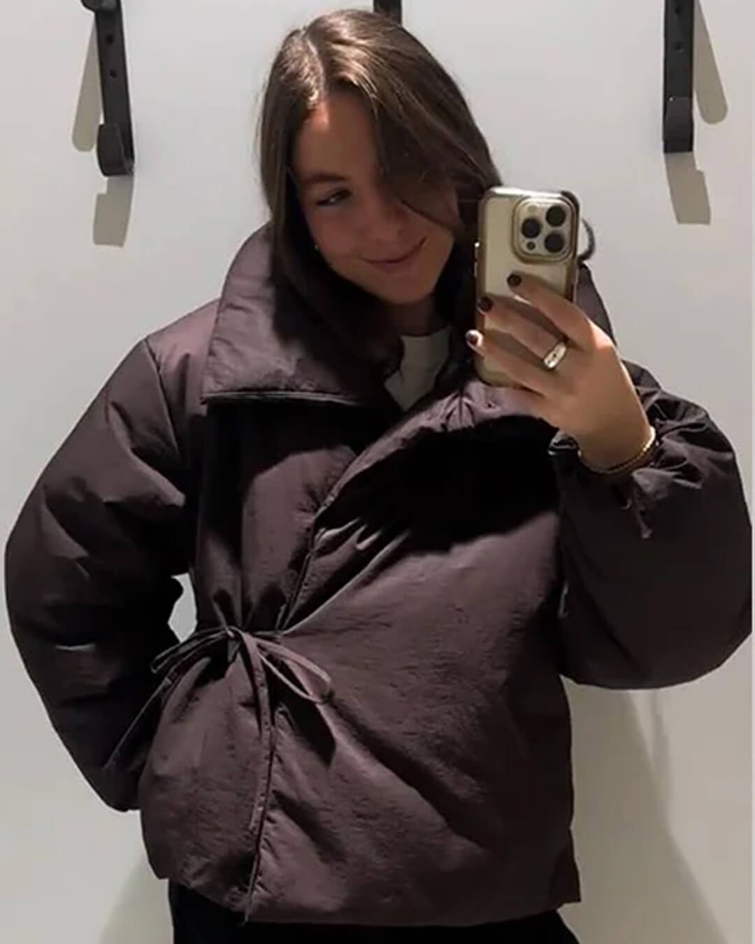 Μπουφάν puffer Suzy με ψηλό γιακά και δέσιμο