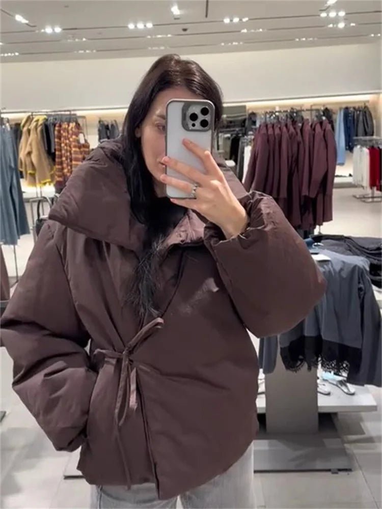 Μπουφάν puffer Suzy με ψηλό γιακά και δέσιμο