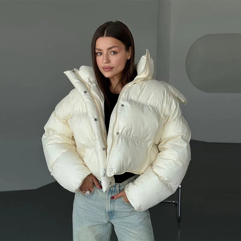 Κοντό μπουφάν puffer με κουκούλα Sylvia