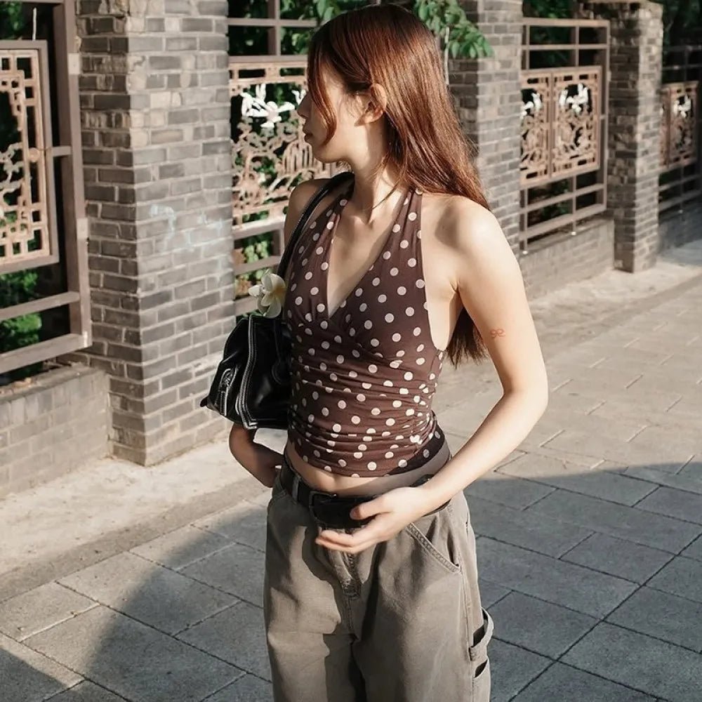 Tamsin Polka Dot Off-Shoulder Tank Top