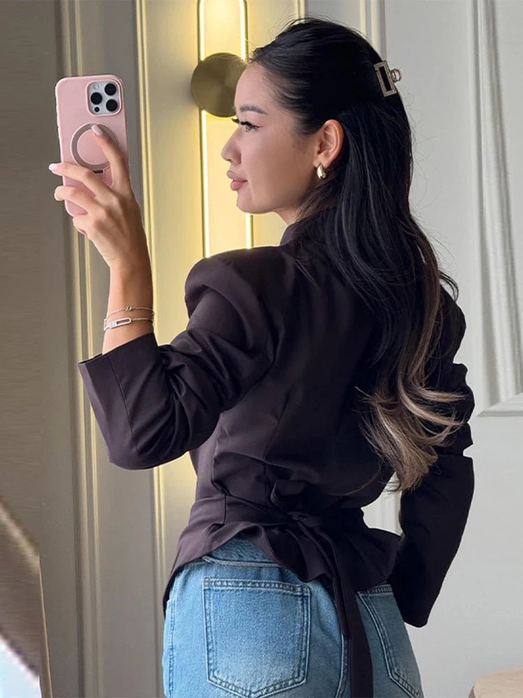 Tricia Structured Shoulder Cinched Blazer