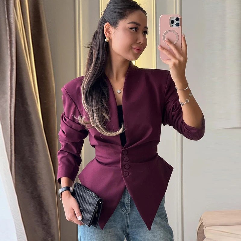 Tricia Structured Shoulder Cinched Blazer
