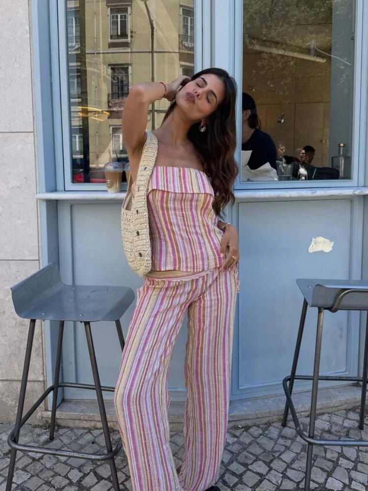 Ριγέ παντελόνι Valerie με χαμηλή μέση