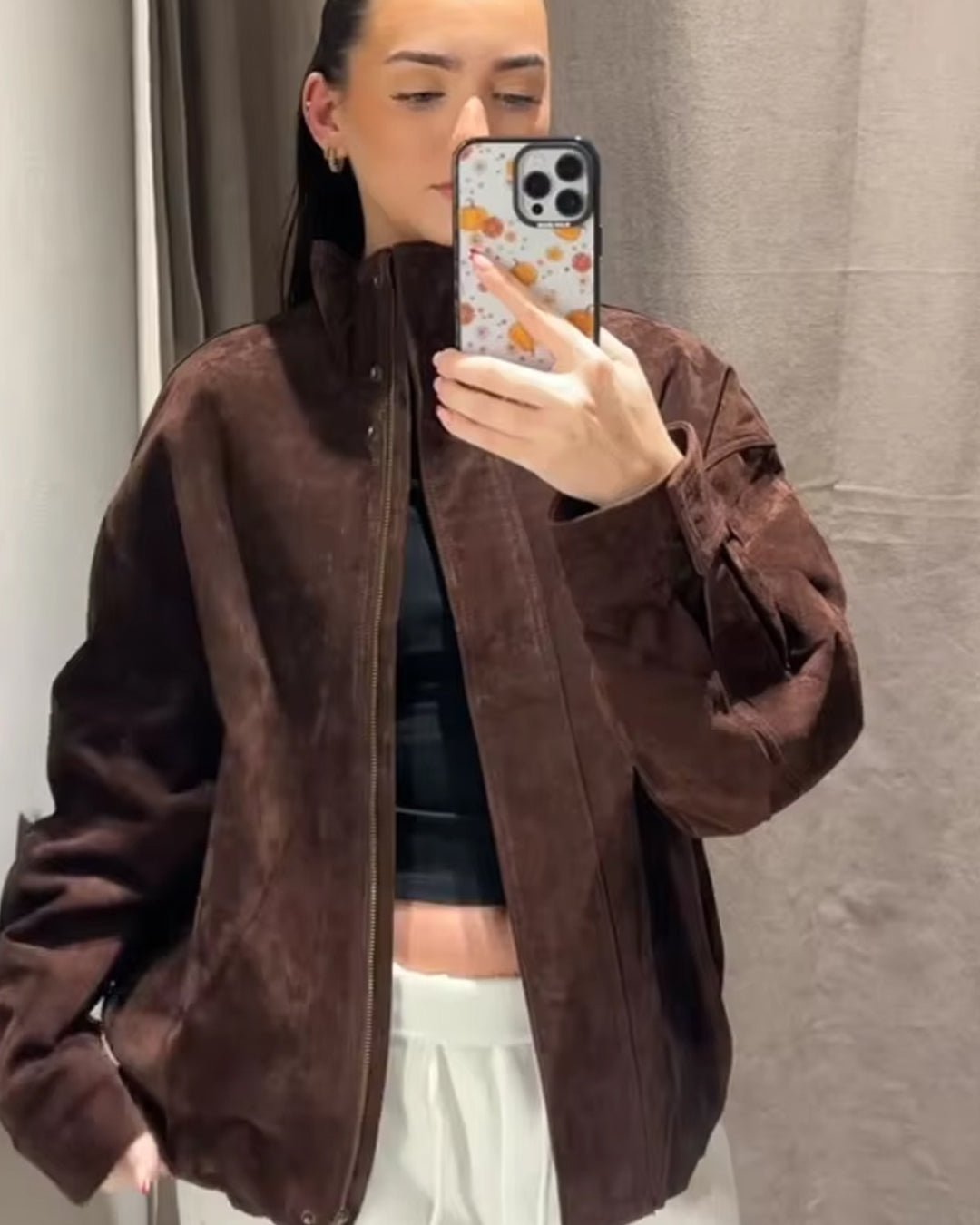 Suede μπουφάν Viona με όρθιο γιακά