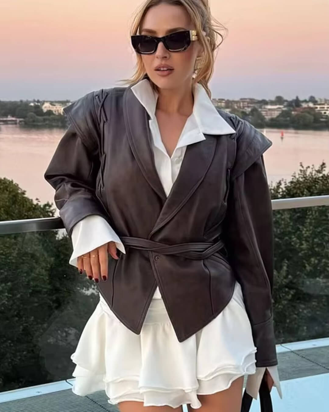 Δερμάτινο μπουφάν μοτοσικλετιστικού τύπου Zyra